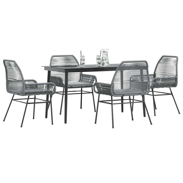 vidaXL Garden Dining Set Grey PE rattan 5 Piece Set