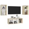 vidaXL TV Cabinet Set White and Sonoma Oak Engineered wood 3 Piece Set