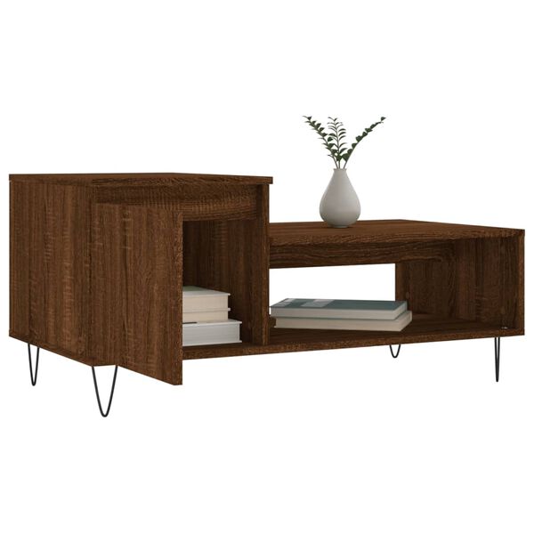 vidaXL Coffee Table Brown Oak Engineered Wood, Metal Medium Coffee Table