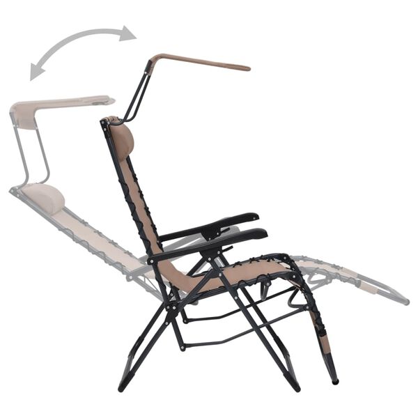 vidaXL Folding Deck Chair Textilene Taupe