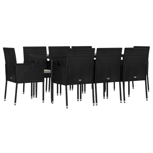 vidaXL Garden Dining Set Black and Cream White