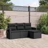 vidaXL Garden Sofa Set Black PE Rattan Medium Foldable Garden Sofa Set