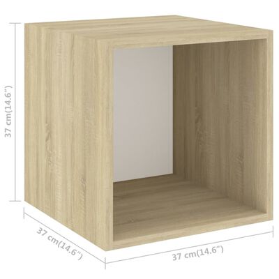 vidaXL Wall Cabinet White and Sonoma Oak 14.6"x14.6"x14.6" Chipboard
