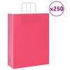 vidaXL Paper Bags 250 pcs with Handles Pink 32x12x42 cm