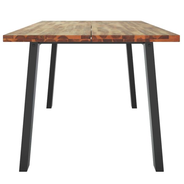 vidaXL Dining Table Brown and black Solid Acacia wood 67 x 35 in