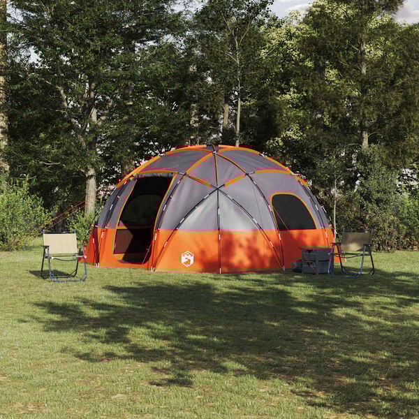 vidaXL Camping Tent Gray and orange 475 x 475 x 235 cm Polyester