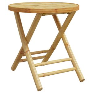 vidaXL Garden Table Natural Bamboo Bamboo 17.7 in Diameter Foldable