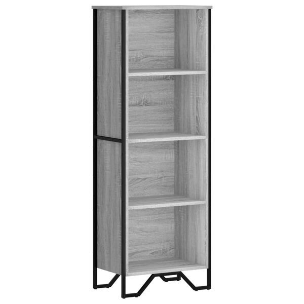 vidaXL Bookcase Grey Sonoma Engineered wood, Metal Slim Bookcase