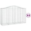 vidaXL Gabion Basket Set of 4 Silver Galvanized Iron Large Durable