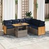 vidaXL 7 Piece Patio Sofa Set with Cushions Gray Poly Rattan Acacia