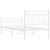 vidaXL Bed Frame White Powder-Coated Steel Twin Bed Frame Rectangular