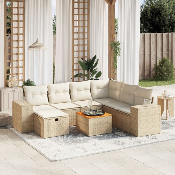 vidaXL Garden Sofa Set Beige, Cream White