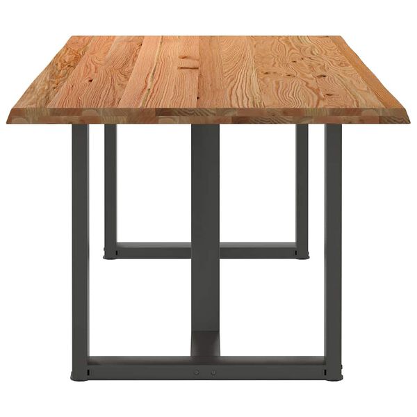 vidaXL Dining Table Light Brown Solid Oak Wood Large Adjustable Feet