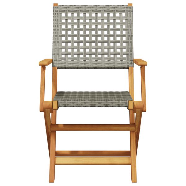 vidaXL Garden Chair Set of 6 Grey Solid acacia wood, PE rattan Standard