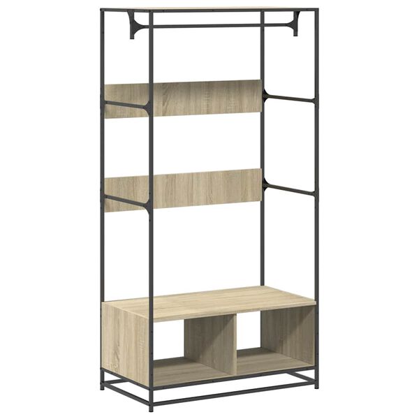 vidaXL Wardrobe Sonoma Oak Engineered Wood, Metal 35.4 x 19.7 x 70.9 in
