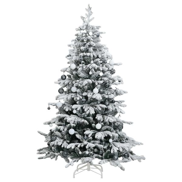 vidaXL Artificial Hinged Christmas Tree Green and white PVC, PE, Iron