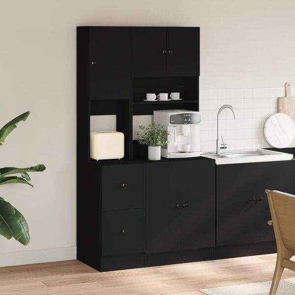 vidaXL Kitchen Cabinet Black 37.4"x19.7"x70.9" Engineered Wood