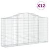 vidaXL Gabion Basket Set of 12 Silver Galvanized iron Large