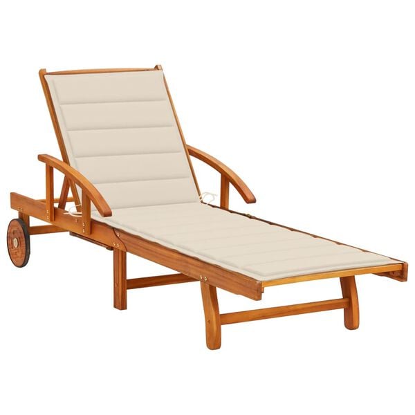 vidaXL Sunlounger Cream for cushion, Brown for wood
