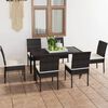 vidaXL Dining Set Black Poly rattan, powder-coated steel, glass