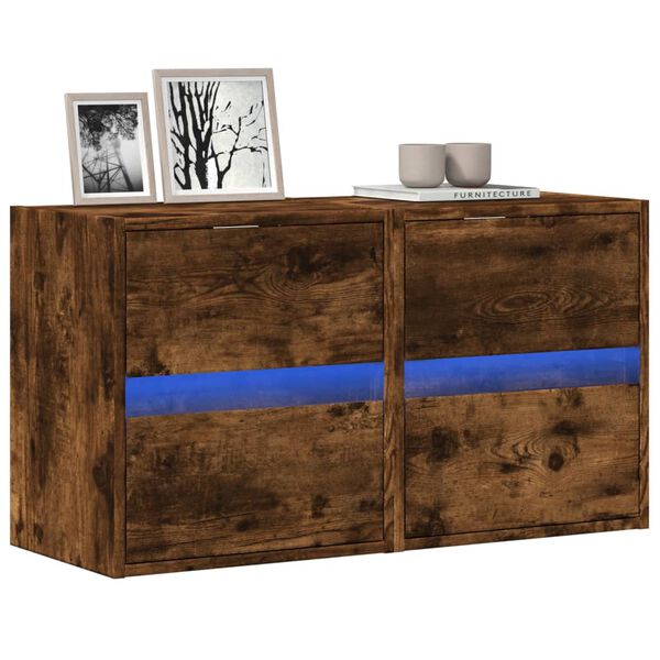 vidaXL TV Wall Cabinet Set of 2 Smoked Oak Engineered Wood