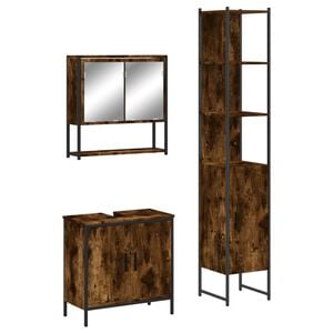 vidaXL Bathroom Furniture Set Smoked Oak