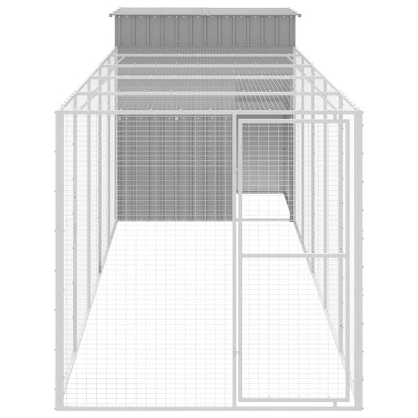 vidaXL Chicken Cage Light Grey Galvanized Steel Large Doors