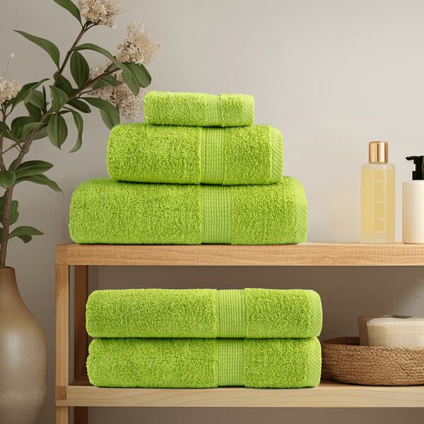 vidaXL Towel Set Apple Green 100% Cotton Guest, Hand, Shower