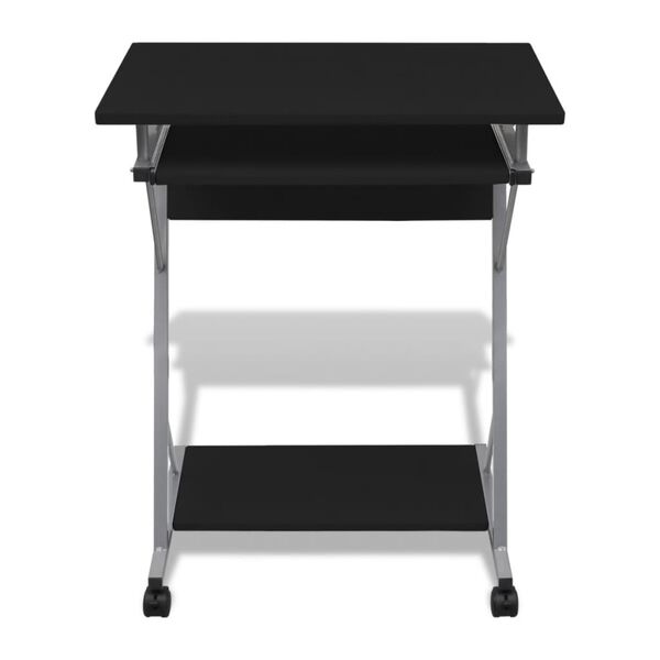 vidaXL Computer Desk Black Particle Board, Powder-Coated Steel Compact