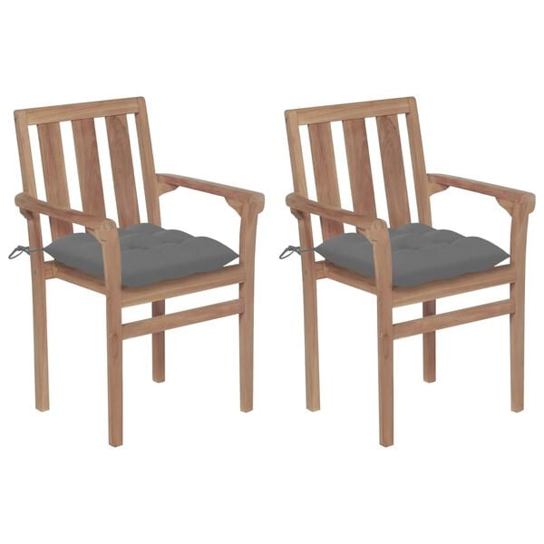 vidaXL Wooden Garden Chair Set of 2 Natural wood Solid teak Medium
