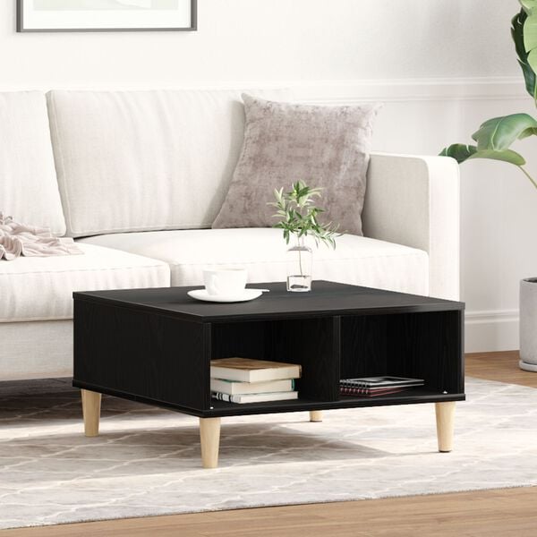vidaXL Coffee Table Black Oak 23.62 x 23.62 x 11.81 in Engineered Wood