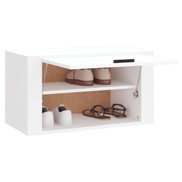 vidaXL Wall-mounted Shoe Cabinet White Engineered wood Compact