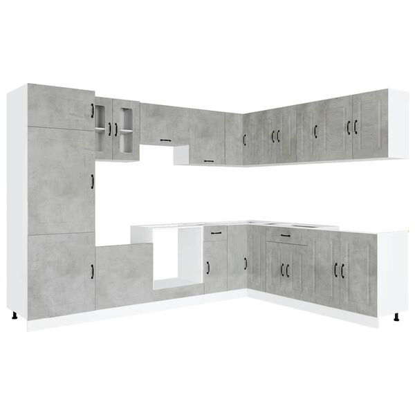 vidaXL Kitchen Cabinet Set Concrete Grey Engineered Wood 14-Piece Set