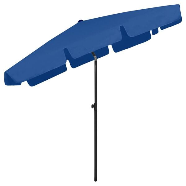 vidaXL Beach Parasol Azure blue Polyester 78.7x49.2 in Foldable