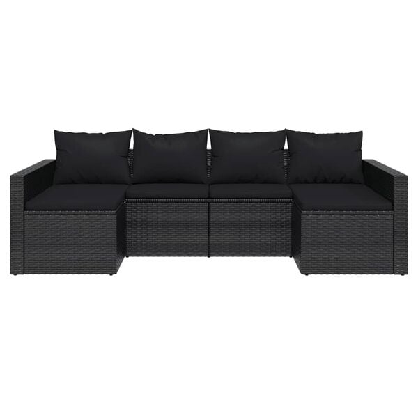 vidaXL Garden Lounge Set Black PE rattan Large Modular
