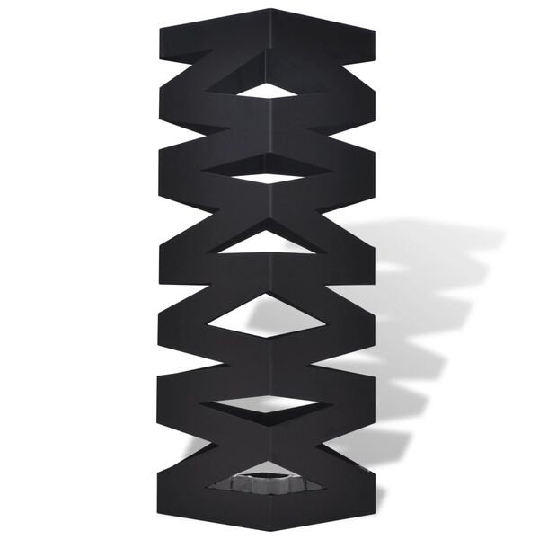 vidaXL Umbrella Stand Black Powder-coated steel 19.1 in tall Modern