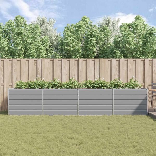 vidaXL Planter Light Grey 195 x 100 x 45 cm Galvanised Steel