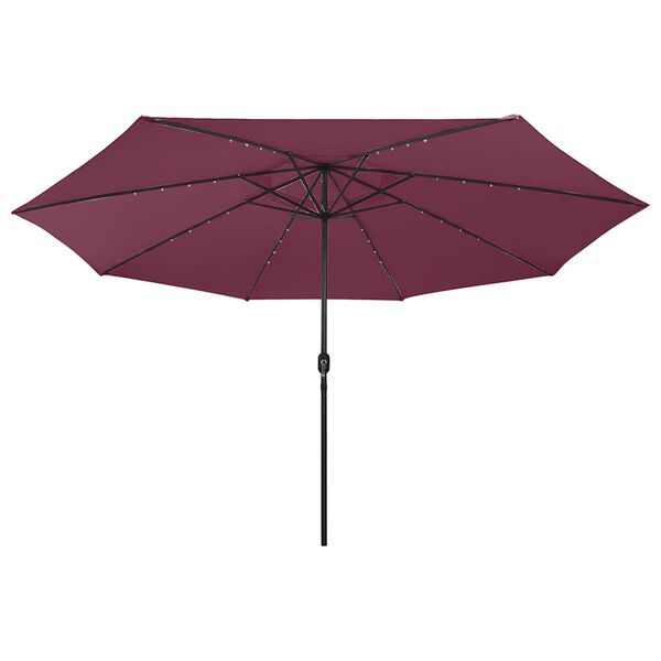 vidaXL Garden Parasol with LED Lights and Metal Pole 157.5" Bordeaux Red