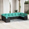 vidaXL Sofa Set 10 pcs Black Poly Rattan