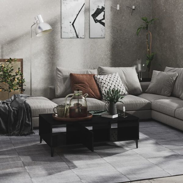 vidaXL Coffee Table High gloss black Engineered wood and metal Large