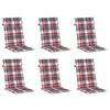 vidaXL Highback Chair Cushion Set of 6 Red Check Pattern
