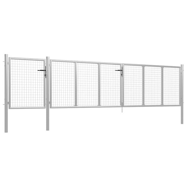 vidaXL Garden Gate Steel 196.9x39.4" Silver