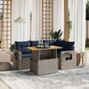 vidaXL 5 Piece Patio Sofa Set with Cushions Gray Poly Rattan