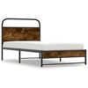 vidaXL Bed Frame Smoked Oak Steel Twin Bed Frame Rectangular