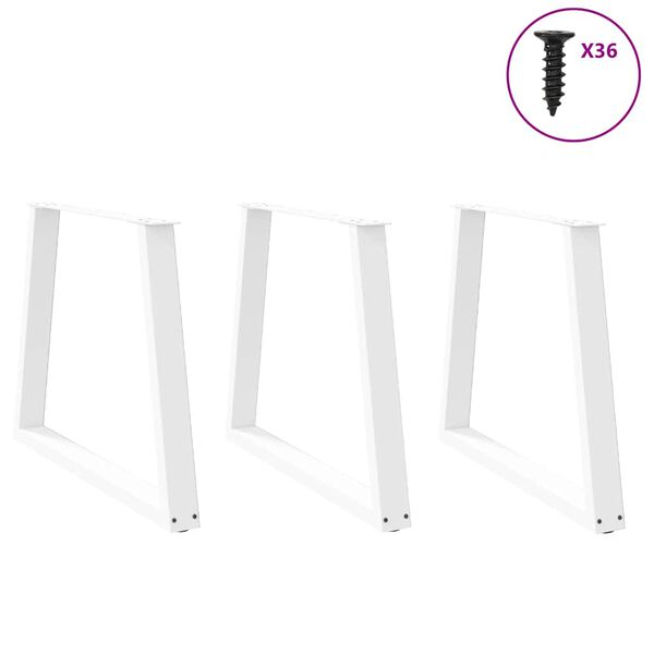 vidaXL Dining Table Leg Set of 3 White Powder-Coated Steel Standard
