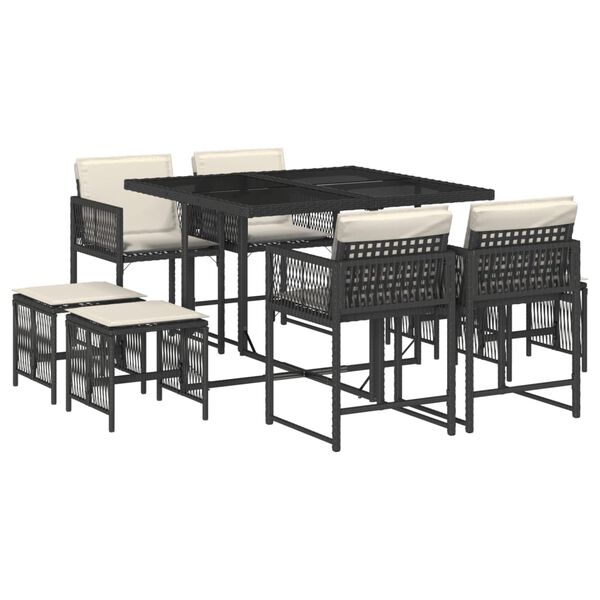 vidaXL Garden Dining Set Grey, Dark Grey, Black