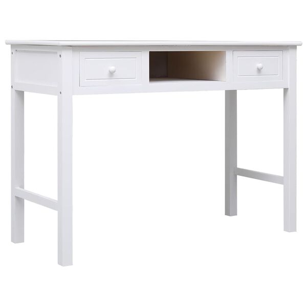 vidaXL Desk White Solid Paulownia wood, plywood Medium Desk