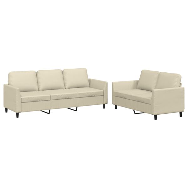 vidaXL Sofa Set Cream Faux leather 2-Seater Durable Sofa Set