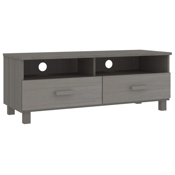 vidaXL TV Cabinet Light Grey Solid Pine Wood Rectangular Contemporary