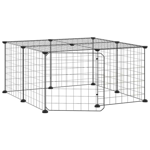 vidaXL Pet Cage Black Powder-coated steel Adjustable Expandable
